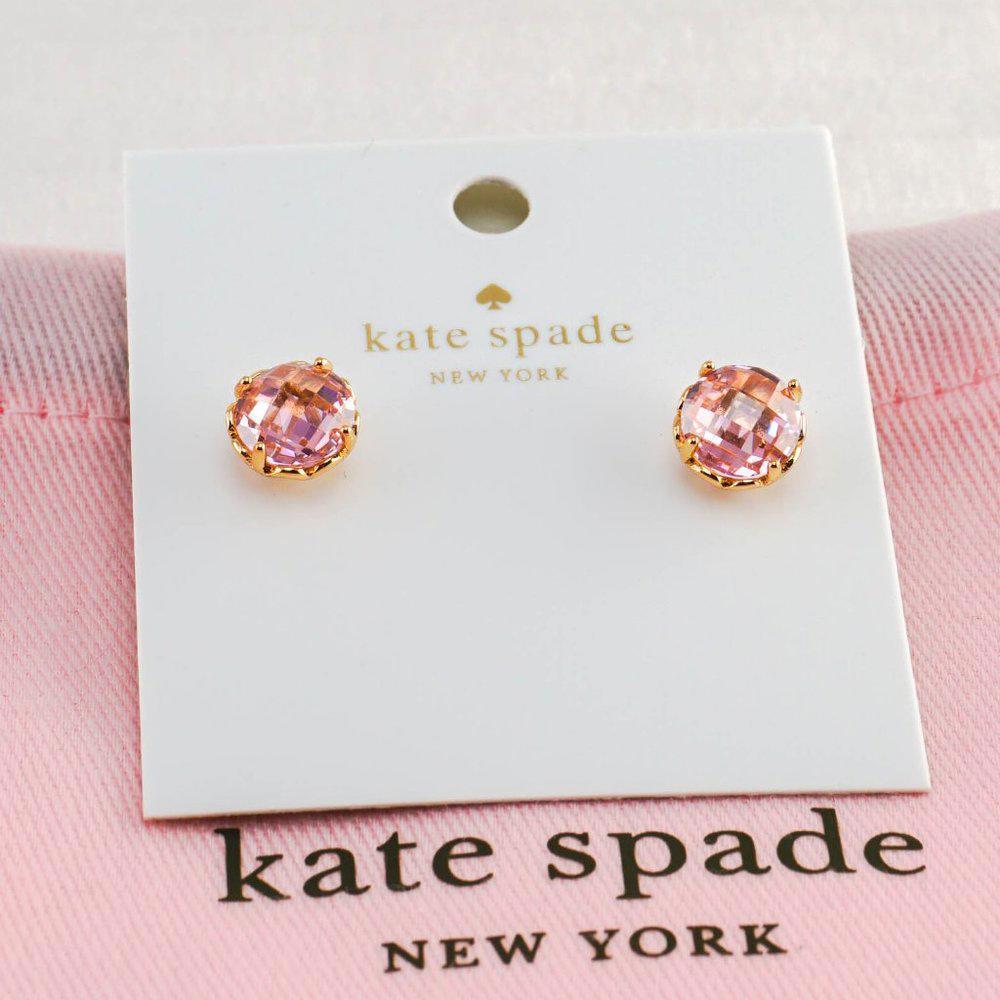 Kate Spade That Sparkle Gold Stud Earrings in Pink (with Dust Bag) Brand New